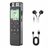 100GB Diktiergerät, Aufnahmegerät mit Wiedergabe und sprachgesteuerter Aufnahme, Voice Recorder mit Rauschunterdrückung für Vorlesungen, Besprechungen, Interviews, Unterricht (inklusive Kopfhörer)
