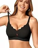 Gailife BHs für Damen, ohne Bügel, gewellt, drahtlos, nahtlos, volle Abdeckung, Push-Up-Bralette, Lift-BHs für jeden Tag, Schwarz, X-Large