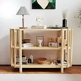 ITEFDTUTNE Konsolentisch Schmal, 110 cm 3 Ebenen Konsolentisch Holz mit Stauraum Beistelltisch, Eingangstisch, 38CM Breit Flurtisch hinter dem Sofa Ausstellungstisch für Wohnzimmer(Holzoptik)