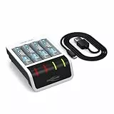 ANSMANN Akku Ladegerät inkl. 4X AA 2100mAh, für 4X AAA AA NIMH NICD Akkus, intelligentes Laden, USB-Eingang, Schnelladen, Entladefunkton, LED-Anzeige