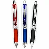 Pentel EnerGel XM BL77 Druckkugelschreiber, 0,7 mm, 54 % recycelt, Schwarz, Blau, Rot, 3 Stück