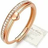 J.Fée Ring Silber 925 Damen mit 5A Zirkonia, Ring Rosegold Damen Verstellbarer, Verlobungsring Damens Promise Rings mit Geschenkbox, Elegante Schmuck Frauen Geschenke für Frauen, Rosegold