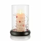 Windlicht Glas Kerzenständer mit Glaszylinder:Romadedi Kerzenhalter Windlichter Stumpenkerzen Deko Für Wohnzimmer Hochzeit Tisc Esstisch Tischdeko Party Dekoration, Black