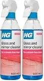 HG Glas und Spiegel Reiniger, streifenfreie Reinigungsformel, entfernt schnell & effektiv Fett und Schmutz von Fenstern und Oberflächen - 500 ml Spray (Packung mit 2)