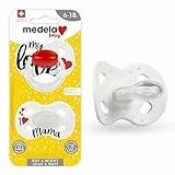 Medela Baby Pacifier | Day and Night Glow in The Dark | 6-18 Months | 2-Pack, Lightweight | BPA-Free | Supports Natural Suckling | My Love and I Love Mama