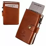 MATADOR Slim Wallet Miami ohne Münzfach | Leder Kreditkartenetui mit POP-UP Kartenhalter mit RFID-Schutz | Mini Portemonnaie Leder – kleine Geldbörse Männer mit Geschenk-Box | Vintage Braun