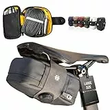 Lumiere & Co. Falcon Magnetische Satteltasche – 0,69 l | 15 cm x 9 cm x 5 cm | Schlankes, minimalistisches Design, schnelle Befestigung mit Magnetverschluss | Fahrradtasche (Schwarz, Groß)