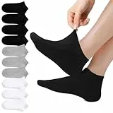 Falechay 10 Paar Sneaker Socken Herren 43-46 Damen Sneakersocken Kurze Socken Sportsocken Halbsocken Baumwolle Socks,Schwarz Weiß Grau 43-46