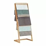 Relaxdays Handtuchhalter freistehend, Leiterregal mit 4 Handtuchstangen, Handtuchständer Bambus, HBT: 100x40x30cm, natur, Beige