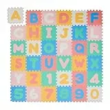 Relaxdays Puzzlematte ABC und Zahlen, 36 Teile, Spielmatte Kinder, B x T: 171 x 171 cm, BPA-frei, Schaumstoff, bunt
