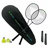Talbot-Torro Badminton Set Professional | 2 Carbon-Schläger | 2 Federbälle | 2 Griffbänder | Schlägertasche | Leicht & Robust | Für Anfänger & Fortgeschrittene | Outdoor & Indoor