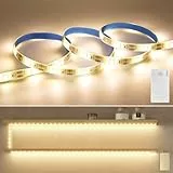 Auting Led Streifen mit Bewegungsmelder,1M 3500K Warmweiß LED Strip mit Timer funktion, Lichterkette mit Bewegungsmelder, Automatischem LED Streifen für Schränke, Treppen, Küche, Betten,Badezimmer