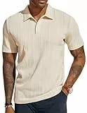 PJ PAUL JONES Poloshirts für Herren Kurzarm Golf Poloshirt Herren Tshirt Streifen Polo Aprikose XL