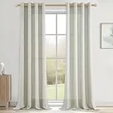 CUTEWIND Vorhänge Leinen Vintage Schlafzimmer Halbtransparent, Linen Curtains Living Room Vorhang Leinenoptik mit Ösen 2er Set, 245 cm Lang, 140 cm Breit, Gardinenschals Wohnzimmer