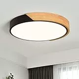 Qamra LED Deckenleuchte, Deckenlampe 30cm, Schwarz Deckenleuchte, Moderne Lampe Holz für Wohnzimmer Schlafzimmer Küche Esszimmer Flur 4000K