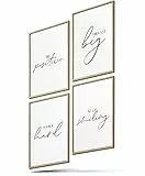 BLCKART Poster-Set Office Motivation 01 - moderne Wandbilder mit Sprüchen - Premium Poster für Arbeitszimmer - Bilder zur Wanddekoration im Büro - Größe A4