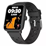 BIGGERFIVE Smartwatch Kinder Uhr ohne App und Handy, Fitness Tracker Uhr Digitale Fitnessuhr mit Schrittzähler, 5ATM Wasserdicht, Schlaf-Monitor, Alarm, Spiele für Mädchen Jungen 5-14, Poröses Schwarz