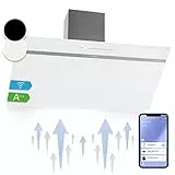 Klarstein Dunstabzugshaube 90 cm Umluft/Abluft, Weiß mit Spühlmaschinenfestem Filter, Dunstabzug Schräg mit 514m³/h Luftstrom, Abzugshaube Breit, Wandhauben mit Wi-Fi & LEDs
