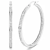 Dimaday Große Multicolor Strass Creolen für Frauen - Edelstahl Huggie Ohrringe Schmuck-Set 35/40/50MM