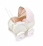 Small Foot 2020338 Puppenwagen „Caroline“ aus Holz, mit faltbarem Verdeck und Gummiringen an den Rädern, ab 3 Jahren