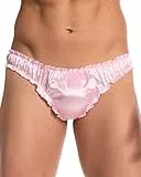 Satini Satin Rüsche Sissy Tanga Tanga Boy-Shorts Slips Höschen Unterwäsche (Zartrosa, S)