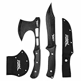 PURPLEBIRD Camping Axt Outdoor Messer Set, Axt Set 2 Teilig mit Scheide, Feststehend Jagdmesser Survival Messer und Spaltaxt Schärfe, Camping Beil mit Geschenkbox für Outdoor, Jagd, Garten