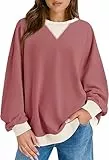 Imily Bela Sweatshirt Damen Pullover Oversized Langarmshirt Rundhals Ohne Kapuze Pulli Casual Shirt Y2K Oberteile Tops.Rote Bohnenpaste.M