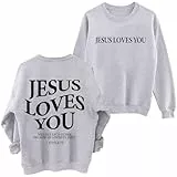 Oberbekleidung Damen Lässiges Langarm-Sweatshirt mit Buchstabendruck für Herren, bequemer Rundhalspullover für den Alltag im Winter sowie Outdoor-Aktivitäten Weihnachtspullover Familie (Light Gray, M)