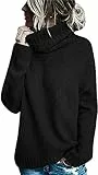 Runcati Pullover Damen Rollkragen Strickpullover Langarm Einfarbig Casual Loose Winter Warm Sweater,Schwarz,M