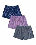 Nutria Herren-Boxershorts aus gewebter Baumwolle, klassische Passform, lockere Passform, elastischer Bund, Feuchtigkeitstransport, U12, 3 Stück, Wal/Schwarz kariert/rotes Karomuster, Large