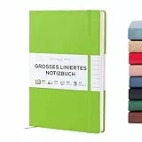 BEECHMORE BOOKS Notizbuch, liniert, A4-Format, 21,6 x 29,2 cm, 160 linierte Seiten, Leder-gebunden, Tagebuch, Schreib- und Notizbuch für die Arbeit, 120 g/m² dickes Papier, mit Geschenkschachtel