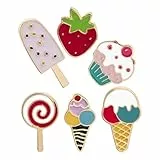 VALICLUD 6 Stück pack Eiscreme und Bonbon Broschen aus Emaille Bunte Cartoon Anstecknadeln für Mädchen und Frauen Leichte Sommer Accessoires für Jacken Jeans und Taschen