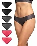 DANISH ENDURANCE 6er Pack Unsichtbare Bikini Slips aus Mikrofaser, für Sport & Alltag, Nahtlos, Sportunterhosen für Damen (2xSchwarz, 2xGrau, 2xPink) M