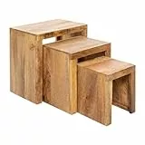 invicta INTERIOR Massives 3er-Set Beistelltische MAKASSAR 45cm Mango Natur Massivholz Satztische Couchtische Tische
