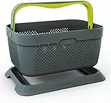 LANCO 21l Stabiler Einkaufskorb/Einkaufstasche inkl. Rutschfester Kofferraum Halterung (ergonomischer Klappgriff, abwaschbar, rutschhemmend, 12kg Belastbarkeit, 94% recyceltes Plastik) Schwarz