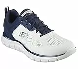Skechers Herren Track Broader Sneaker, Off-White Engineered Mesh Pu Navy Trim, 44 EU