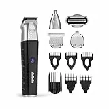 BaByliss Lithium Power 11-in-1 Multi-Trimmer – Kabelloses Grooming-Kit mit Barttrimmer und Nasenhaarschneider, wasserdicht, ideal als Geschenk für Männer, Schwarz/Grau, MT812E