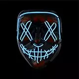 Costumed Halloween Maske Purge LED - Kostümmaske steuerbar für Halloween, Fasching & Karneval als Kostüm & Verleidung für Herren & Damen (Farbauswahl) (blau)