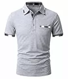 GLESTORE Poloshirt Herren Kurzarm Golf PoloHemd Männer Poloshirts Sommer Polo Hemden T Shirt Hellgrau XL