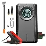 Huachuang 800A Starthilfe Powerbank 12000mAh Tragbarer Autostarter mit Luftkompressor 10BAR 4-in-1 Reifenfüller USB-C Powerbank LED SOS Lampe – Für Benzin 6.0L & Diesel 3.0L