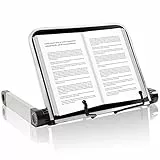 Buchständer Einstellbar Faltbar Leseständer Buchhalter, Kochbuchhalter Cookbook Ergonomisches Design, 360°Einstellung, Premium-Aluminiumlegierung & MDF-Platte mit Stabile Clips