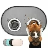 Conlun Napfunterlage Hund,1,2cm Hohe Ränder Futtermatte Katzen zur Vermeidung von Verschüttungen,BPA-Freie mit Rand Futtermatte für Haustiere für Futter- und Wassernäpfe (60x40cm, Grau)