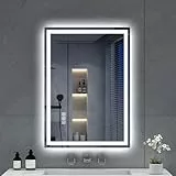 S'bagno Bluetooth-Badspiegel-mit-Beleuchtung-70x50cm, LED-Badezimmerspiegel mit Entfoggen, 3000K-6500K, Dimmbar, Speicher, HD-gehärtetes Glas, IP44-Badezimmer-Spiegel-mit-LED, Horizontal/Vertikal