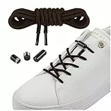 Mount Swiss - Elastische Schnürsenkel mit Metallkapseln Schnürsenkel ohne binden Schnellschnürsystem - 120cm individuell kürzbar - mit Kapseln für Sneaker, Laufschuhe, Sportschuhe Farbe Dunkelbraun