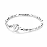 Symretie Schlangen Gliederarmband mit Kugelverschluss,Damen Love Charm Armband 925 Sterling Silber,Metall Basis Armbänder Kompatibel mit Charms und Anhängern