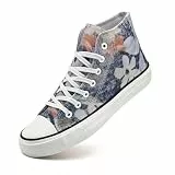 sharllen High Top Sneakers Damen Canvas Stoffschuhe Damen Atmungsaktive Turnschuhe Freizeit Leicht Stoff Schuhe Leinenschuhe Segeltuchschuhe(Flower Print 250 EU38.5)