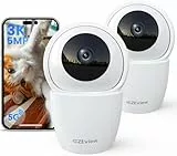 CZEview 3K 5MP Überwachungskamera Innen, 2,4/5Ghz Dual-Band WLAN Kamera Überwachung Innen, Hundekamera mit APP, 360° Kamera Indoor, Zwei-Wege-Audio, Nachtsicht, AI Bewegungserkennung, 2PC