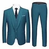 YOUTHUP Herren Anzug Slim Fit 3 Teilig Anzüge für Hochzeit Business Herrenanzug Sakko Anzughose Weste, Blau, M