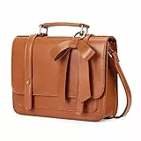 ECOSUSI Umhängetasche Damen Handtasche Kleine Schultertasche mit Abnehmbarer Schleife Crossbody Tasche Damen Braun