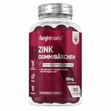 Zink Gummibärchen - Mit Himbeergeschmack - 90 vegane Zinkcitrat Gummies für 3 Monate Vorrat - Alternative zu Tabletten und Kapseln - Zinc Supplement von WeightWorld